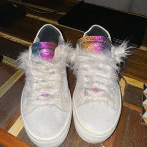P448 White Sneakers with Rainbow Accents